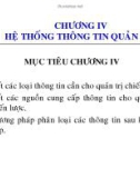 Bài giảng môn Quản trị chiến lược - Chương 4: Hệ thống thông tin quản trị