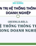 Bài giảng Quản trị hệ thống thông tin doanh nghiệp - Chương II (Bài 3): Hệ thống thông tin trong doanh nghiệp