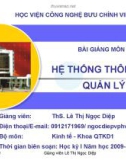 Bài giảng môn Hệ thống thông tin quản lý - Lê Thị Ngọc Diệp