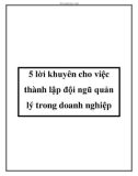 5 lời khuyên cho việc thành lập đội ngũ quản lý trong doanh nghiệp