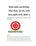 Khái niệm marketing: Mục đích, lợi ích, sách lược,ngân sách, định vị