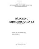 Bài giảng Khoa học quản lý - Trường ĐH Công nghiệp Quảng Ninh