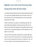 Nghiên cứu hình ảnh thương hiệu trong thời kinh tế khó khăn