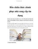 Bốn chiêu thức chinh phục nhà cung cấp tín dụng