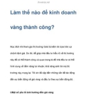 Làm thế nào để kinh doanh vàng thành công?