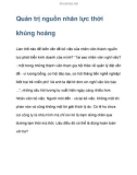 Quản trị nguồn nhân lực thời khủng hoảng