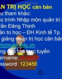 Bài giảng Quản trị học căn bản