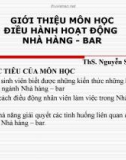 Bài giảng môn ĐIỀU HÀNH NHÀ HÀNG - BAR - Chương 0