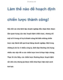 Làm sao để hoạch định chiến lược thành công!