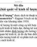 Bài giảng Kinh tế lượng - Chương 1: Mô hình hồi qui hai biến - Một vài ý tưởng cơ bản