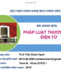 Bài giảng Pháp luật thương mại điện tử - ThS. Trần Đoàn Hạnh