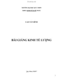 Bài giảng Kinh tế lượng: Phần 1 - Cao Tấn Bình