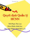 Bài giảng Quyết định hành chính nhà nước - ThS. Phạm Thu Lan