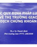 Bài giảng Các quy định pháp luật về thị trường giao dịch chứng khoán - ThS. Tạ Thanh Bình