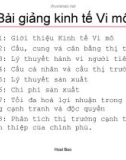 Bài giảng Kinh tế Vi mô: Bài 1 - Giới thiệu Kinh tế Vi mô - Nguyễn Hoài Bảo