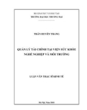 Luận văn Thạc sĩ Kinh tế: Quản lý tài chính tại Viện Sức khỏe Nghề nghiệp và Môi trường