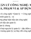 Bài giảng Quản lý công nghệ: Mô tả, phạm vi và áp dụng