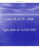 Bài giảng Luật chứng khoán 70 - 2006 - Nghị định số 14/NĐ/2007