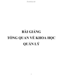 Bài giảng Tổng quan về khoa học quản lý