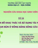 Đề tài: Vấn đề khai thác, sử dụng tài nguyên than bùn ở đồng bằng sông cửu long