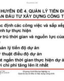 Chuyên đề 4: Quản lý tiến độ dự án đầu tư xây dựng công trình - PGS. TS. Bùi Ngọc Toàn