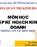 Bài giảng Lập kế hoạch kinh doanh: Chương mở đầu - ThS. Huỳnh Hạnh Phúc