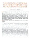 Nâng cao năng lực lãnh đạo quản trị phát triển bền vững của Đảng trong bối cảnh mới