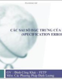 Bài giảng Các phương pháp phân tích định lượng: Các sai số đặc trưng của mô hình (Specification Errors)