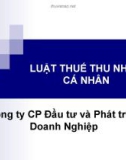 Bài giảng Luật thuế thu nhập cá nhân