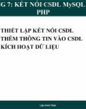 Bài giảng Chương 7: Kết nối CSDL MySQL trong PHP