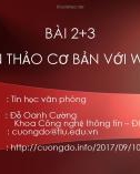 Bài giảng Tin học văn phòng: Bài 2+3 - Đỗ Oanh Cường