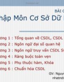 Bài giảng nhập môn cơ sở dữ liệu - Nguyễn Duy Nhất