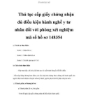 Thủ tục cấp giấy chứng nhận đủ điều kiện hành nghề y tư nhân đối với phòng xét nghiệm mã số hồ sơ 148354