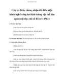 Cấp lại Giấy chứng nhận đủ điều kiện hành nghề xông hơi khử trùng vật thể bảo quản nội địa; mã số hồ sơ 145132