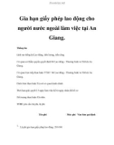 Gia hạn giấy phép lao động cho người nước ngoài làm việc tại An Giang.