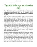 Tạo mật khẩu cực an toàn cho bạn