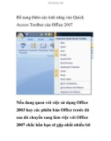 Bổ sung thêm các tính năng vào Quick Access Toolbar của Office 2007