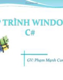 Bài giảng Lập trình Windows C# - GV. Phạm Mạnh Cương