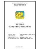 Bài giảng Các hệ thống thông tin số - Trường Đại học Hàng Hải Việt Nam