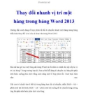 Thay đổi nhanh vị trí một hàng trong bảng Word 2013