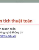 Bài giảng Cấu trúc dữ liệu và giải thuật: Phân tích thuật toán - Nguyễn Mạnh Hiển