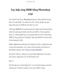 Tạo hiệu ứng HDR bằng Photoshop CS5