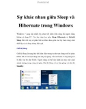 Sự khác nhau giữa Sleep và Hibernate trong Windows 7