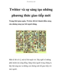 Twitter và sự sáng tạo những phương thức giao tiếp mới