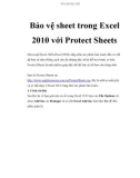 Bảo vệ sheet trong Excel 2010 với Protect Sheets