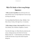 Một số kĩ thuật cơ bản trong Design Signature