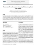 Photovoltaic power generation forecasting utilizing long short term memory