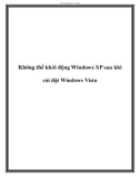 Không thể khởi động Windows XP sau khi cài đặt Windows Vista