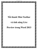 Tắt thanh Mini Toolbar và tính năng Live Preview trong Word 2013