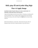 Khắc phục lỗi ảnh bị nhòe bằng High Pass và Apply Image